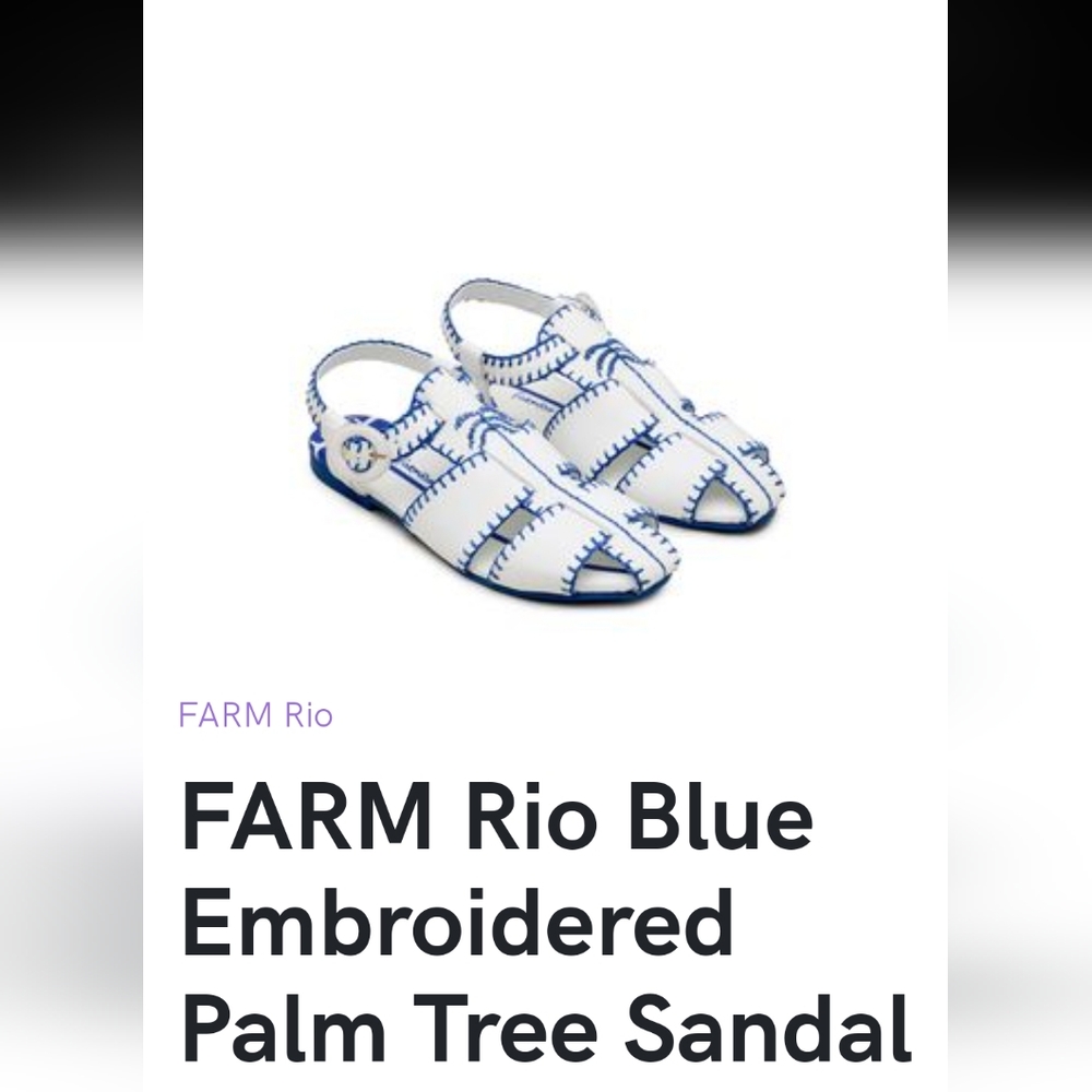Farm Rio Blue Palm Tree Sandal Size 9.5